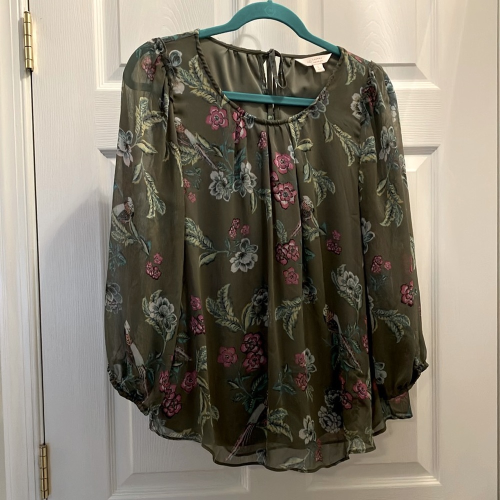 Pretty green floral top from Lauren Conrad.